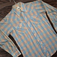 Lee Western Vintage 80s Shirt Checkered Pearl Snap Multicolor 16.5-35 Large/XL