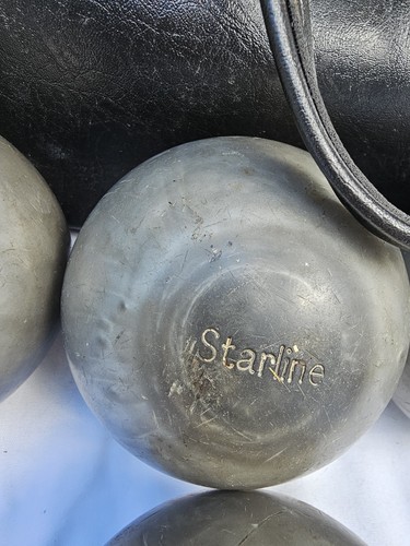 Set Of 4 Vintage Gray Starline Candlepin Bowling Balls With Black Carry Case - Picture 7 of 15