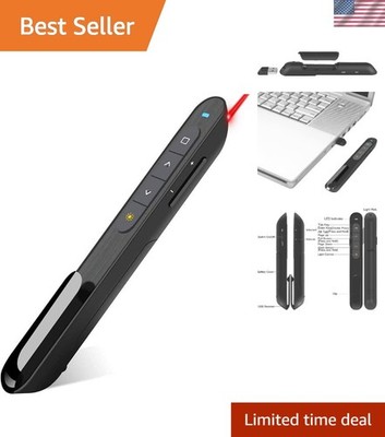Compact 2.4GHz Wireless Presentation Clicker with Built-in Laser and 100ft Range