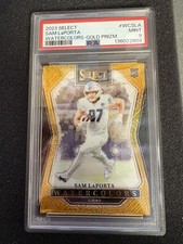 2023 Select Sam Laporta Watercolors Gold Prizm 1/10 Rookie Lions PSA 9