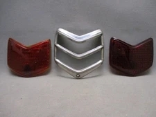 1940 Ford Tail Lights  Red Glass Lens Chrome Bezel Duolamp Stimsonite