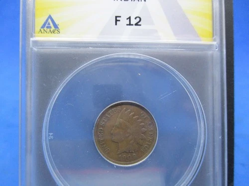 1909-S Indian Head Cent Penny 1C ANACS FINE 12 F12