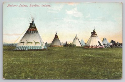 c1905 Blackfoot Indianer Medizin Lodges Tipis Indianer Stedman Bros PC