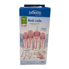 Dr. Brown s Anti-colic Options Baby Bottle Set 4oz Pink BPA-Free Slow Flow
