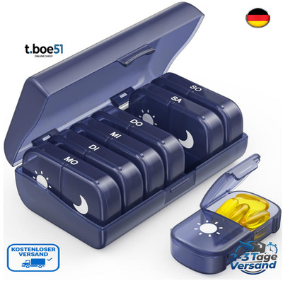 AUVON Tablettenbox 7 Tage Morgens Abends Pillendose 2 Fächer Handtasche