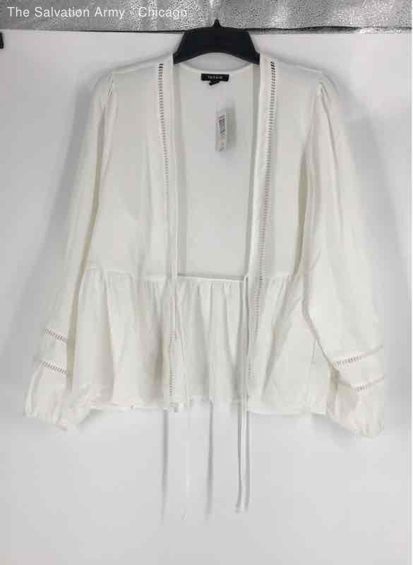 Torrid Womens White Tie Front Long Sleeve Casual Blouse Top Size 2