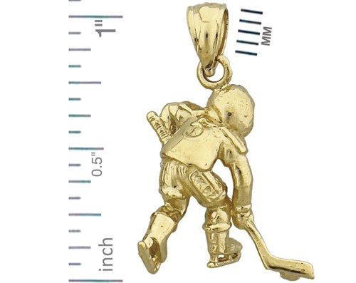 14K Gold 3D Hockeyspieler Charm - Bild 2 von 6