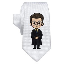 'Lawyer in Suit' White Tie / Necktie with Gift Box (AT00029588)