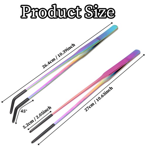 2 Pcs Stainless Steel Reptile Feeding Tongs w/ Rubber Tip for Aquarium Terrarium - Picture 8 of 8