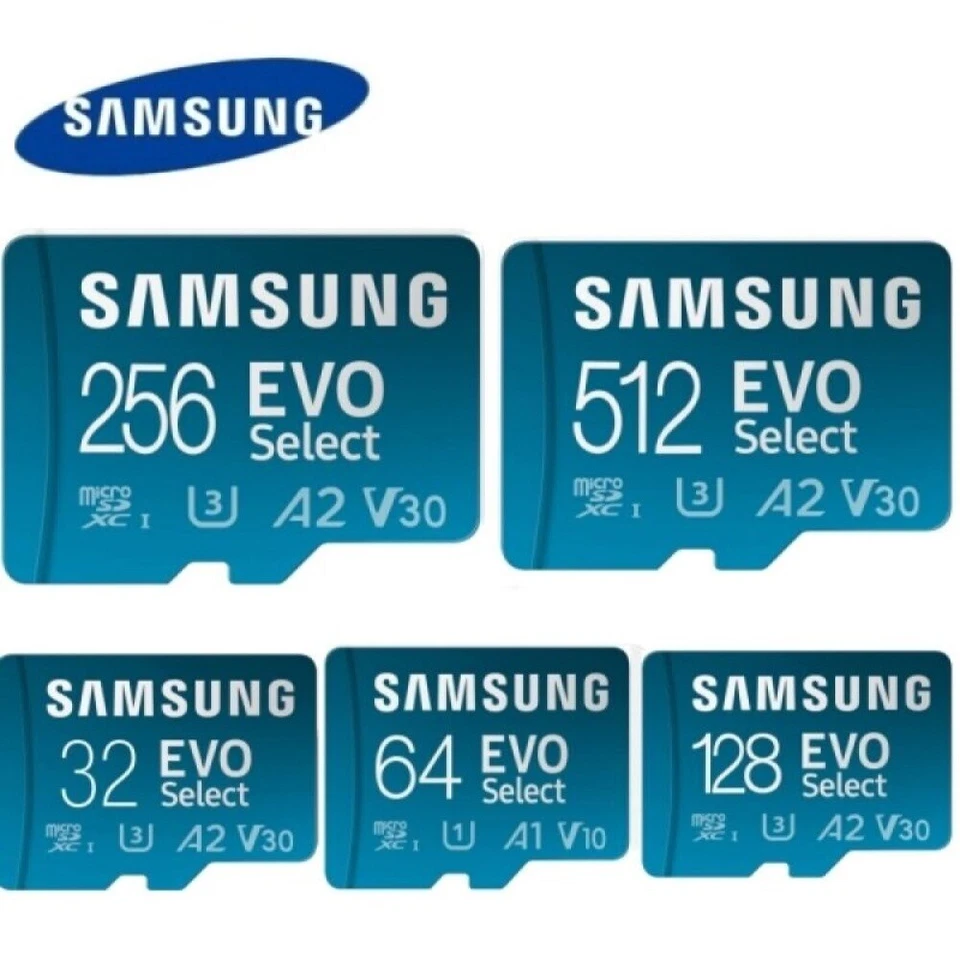 Carte Mémoire Samsung EVO Select 32 64 128 256 512 Go Gb Micro SD C10 130Mo/s