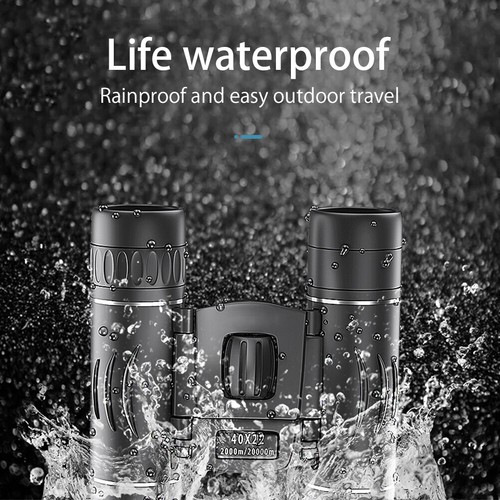 HD Mini 40x22 Zoom Binoculars Compact Long Range 2000m Folding BAK4 Telescope - Picture 8 of 9