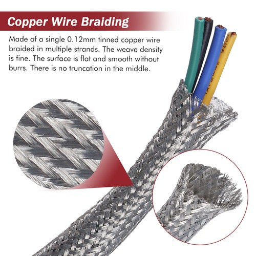 Tinned Copper Metal Shielding Braided Sleeve Cable Wire Sleeving Lot - Picture 8 of 18