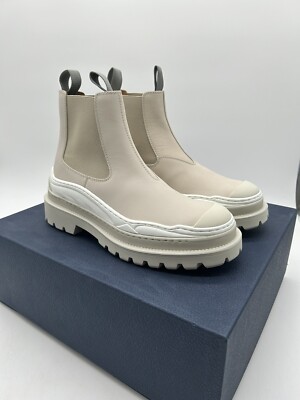 Dior x Sacai Explorer Chelsea Leder Stiefel Neutral Gummi BRANDNEU