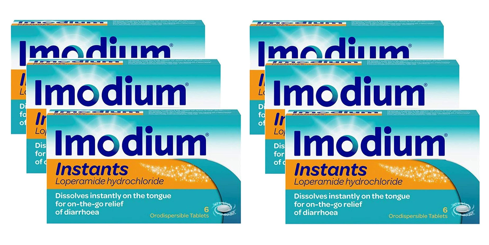 Imodium Instants Relief of Diarrhoea Tablets Melts on the Tongue 6 x 6