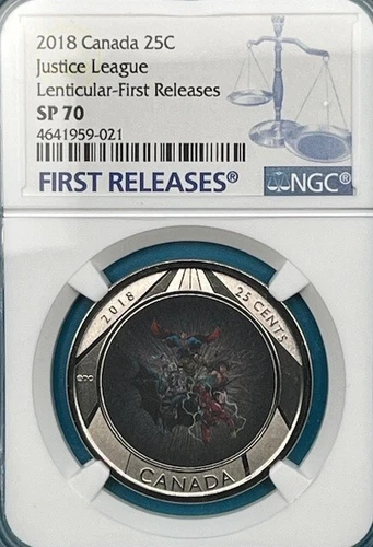 2018 Canada 25c Justice League 3D lenticular NGC SP 70 First Releases - TOP POP