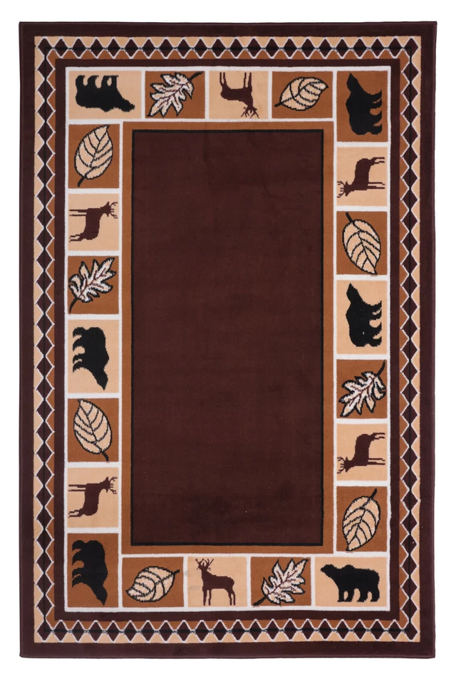 Alfombra rústica para cabaña de cabaña 7'8"x9'8" oso silvestre alce - 631 Foto 3 de 4