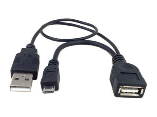 System-S OTG Host Data Y Cable Micro USB USB A Plug Socket