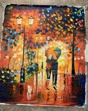 "Leonid Afremov ‘COUPLE UNDER ONE UMBRELLA" 30" x 36" Original By Leonid Afremov