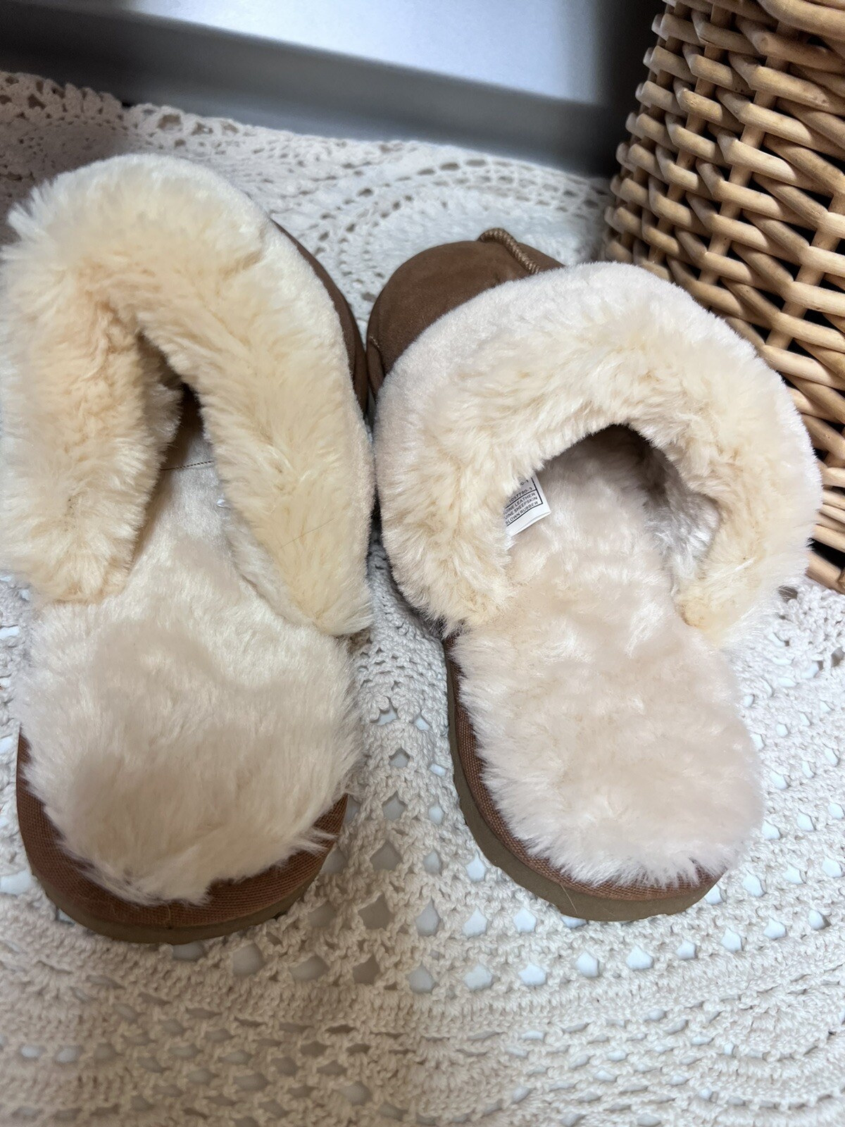 New Australia Womens Slippers Size 9 Brown Suede Genuine Sherpa Sheepskin Lining eBay