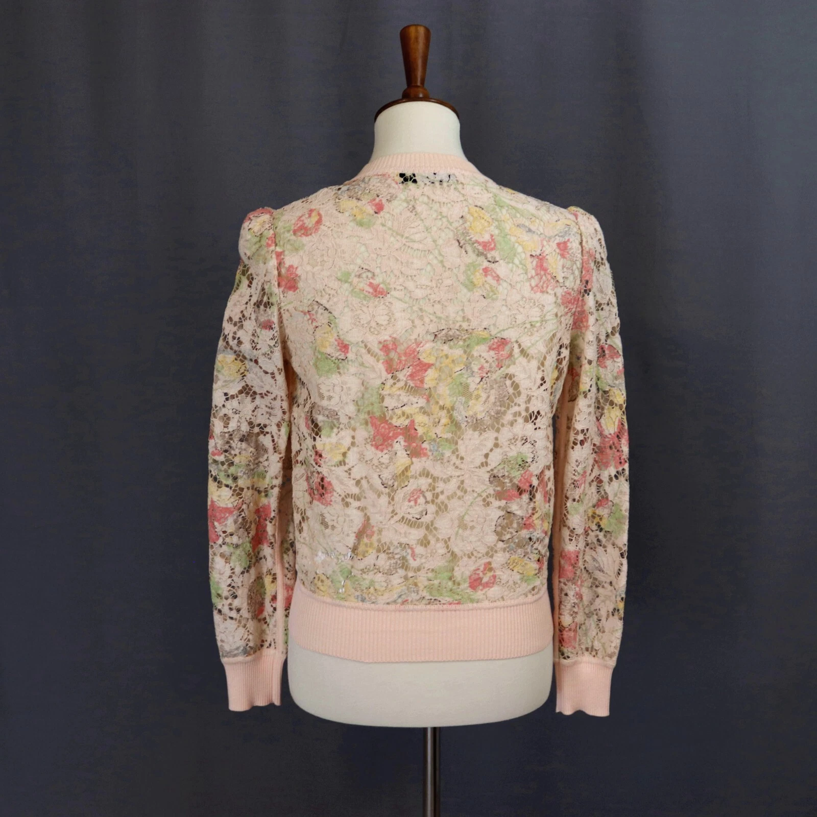 Cardigan Valentino taglia small pizzo floreale trasparente illusione