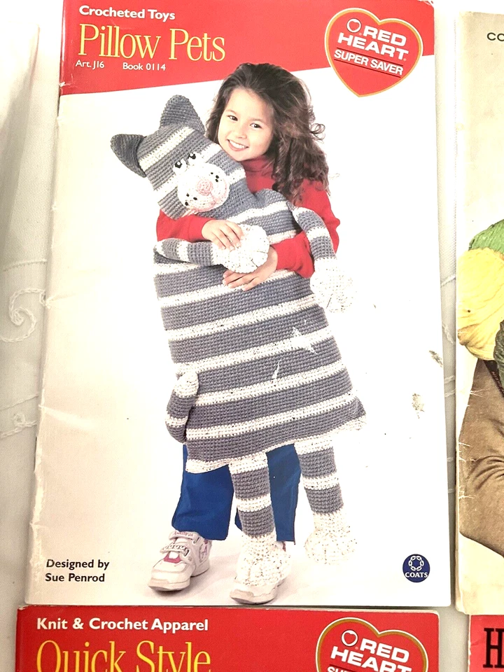 Knit and Crochet Apparel Booklets Lot of 4 Pillow Pets Red Heart Learn to Knit - Image 2 of 4