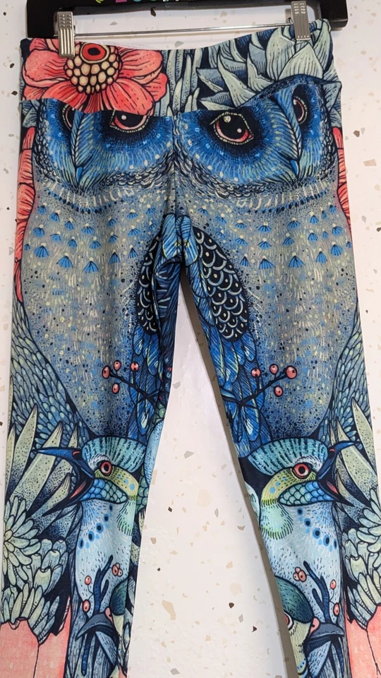 Society 6 Huevo Cósmico Yoga Leggings Cuervo Cuervo Búho Pájaros Talla Mediana | 250823 Foto 4 de 4