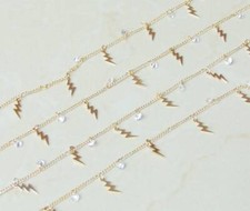 Lighting Bolt Crystal Drop Chain, by the Foot, Rosary Chain with Beads, Rosary