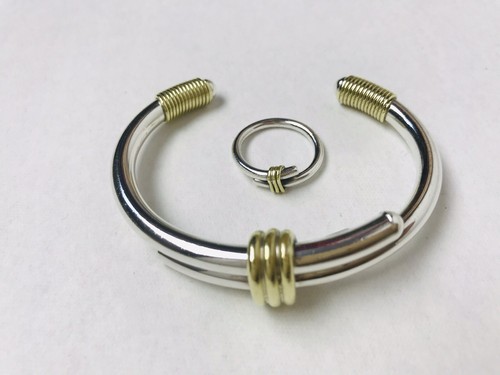 Vintage Taxco Mexican Sterling Silver Bracelet Ring Set UNIQUE - Picture 8 of 12