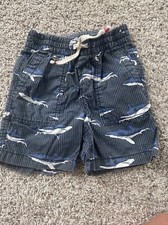 Baby Gap Jeans Toddler Boys Navy Shark Stripped Drawstring Shorts Size 2 Years