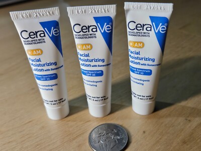 3x CeraVe Facial Moisturizing Lotion AM SPF 30 5ml/.17oz ea Mini Size #RA-29
