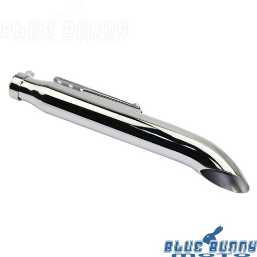 Pair Chrome Muffler Exhaust Silencer Pipe Slip On Slash Cut For Harley Bobber - Picture 5 of 8