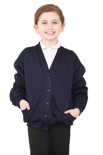 Soft Girls Cardigan Sweater School Uniform Fleece Made Front Button Closure - Picture 23 of 29