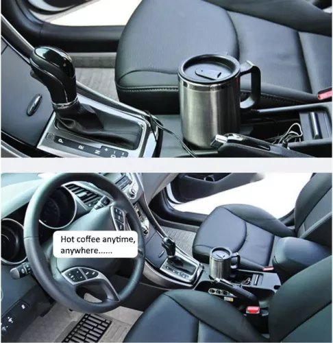 12V Car Heating Cup Kettle 450ml Stainless Steel Travel Electric Coffee Cup NEW - Picture 9 of 12