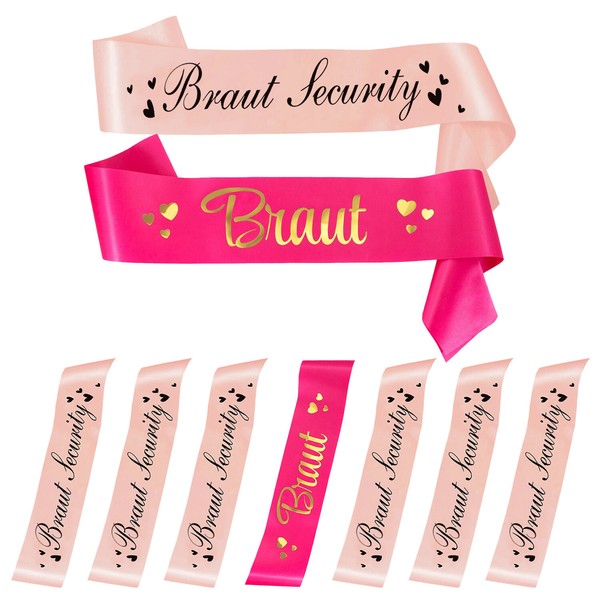Braut + Braut Security SchäRpe Set FüR Junggesellinnenabschied Jga Pink Hellrosa-image