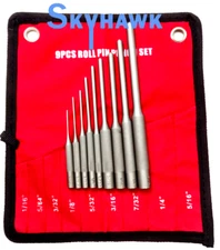 9 Pc Roll Pin Punch Set w/ Pouch Gun Rifle Watch Jewelry Maintenance Repair