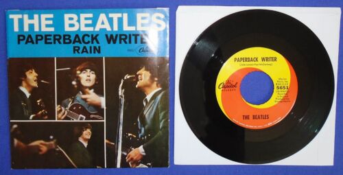 Beatles Picture Sleeve 45 RPM vinyl single Paperback Writer Rain 1966 No Reserve