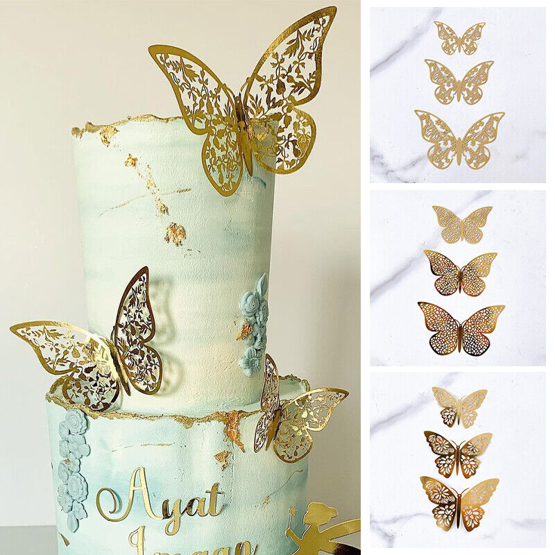 Birthday Cake TOPPER. Rose Gold Butterfly Cake Decoration.