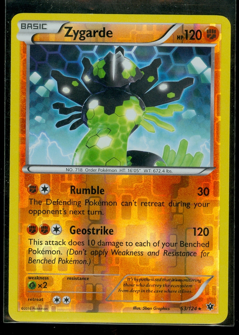 Pokemon ZYGARDE 53/124 - XY Fates Collide - RARE Rev Holo - MINT