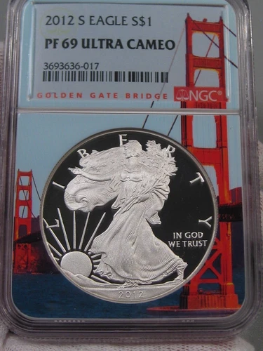 Ultra Cameo Proof 2012-S Silver American Eagle NGC PF69 UC Bridge Label.  #8
