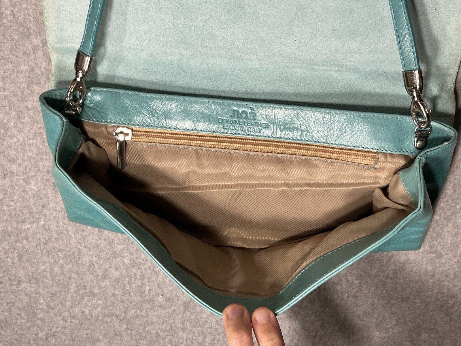 Leather Python Snakeskin purse shoulder clutch Tu… - image 13