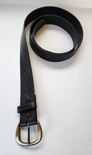 Black embossed genuine leather belt brass tone buckle cowboy/girl floral