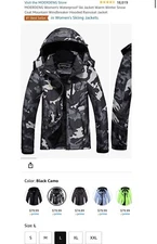 MOERDENG Women’s waterproof ski jacket winter snow coat mountain windbreaker (L)