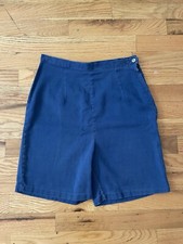 50/60s Vintage Soft Cotton Metal Zipper High Waist Blue Jean Short Pleats XS/S