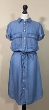 Denim Shirt Dress With Belt Size S 100% Lyocell