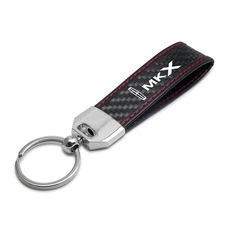 Black Leather & Carbon Fiber Key Chain Red Stitching - Lincoln MKX 
