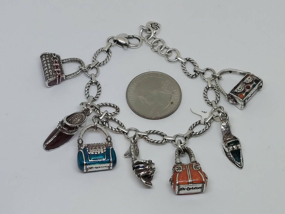BRIGHTON Enamel Purse Handbag Shoe Silver Tone Charm Bracelet | eBay