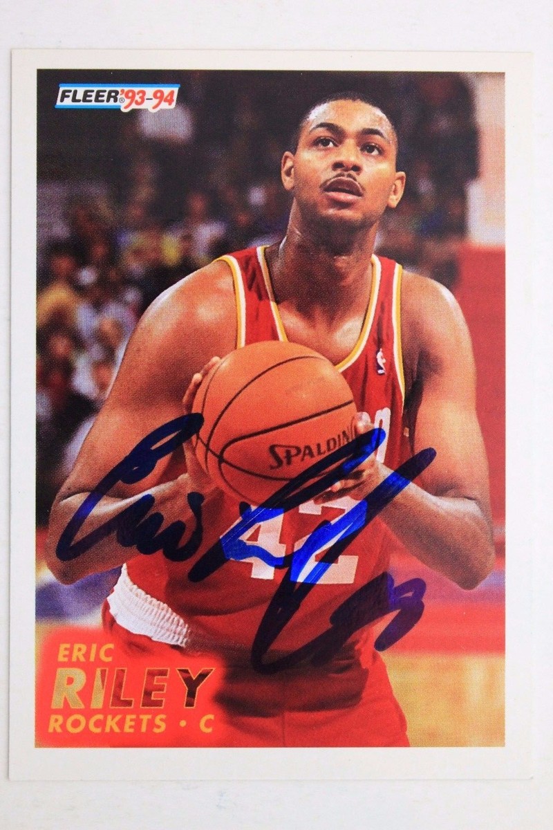 ERIC RILEY Houston Rockets MI 1993-94 Fleer #296 Autographed