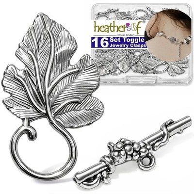 Heather's CF Toggle Jewelry Clasps   Durable Quality, Antique Grape Leaves