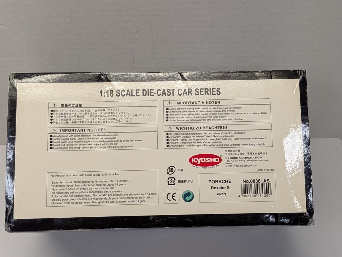 1/18 KYOSHO PORSCHE BOXSTER S , SILVER , 8381 AS | eBay