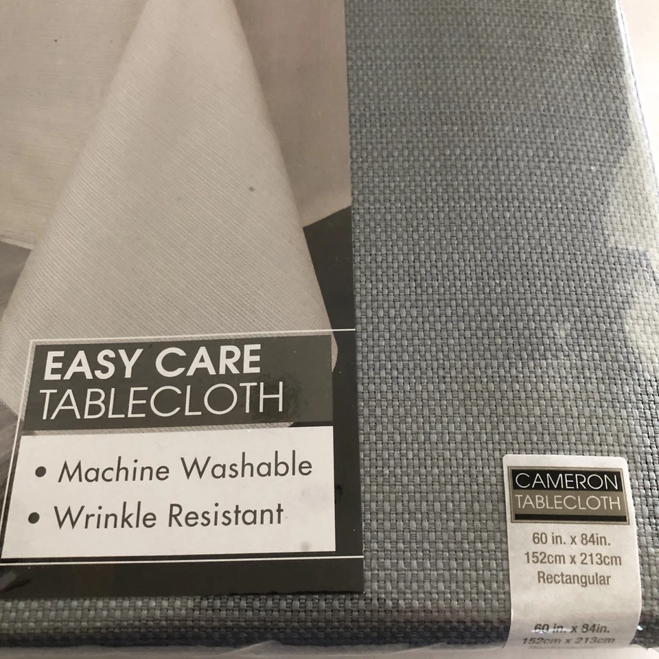 Gray Cameron Textured Fabric Table Cloth 60x84” Easy Care Benson Mills - Image 2 of 4